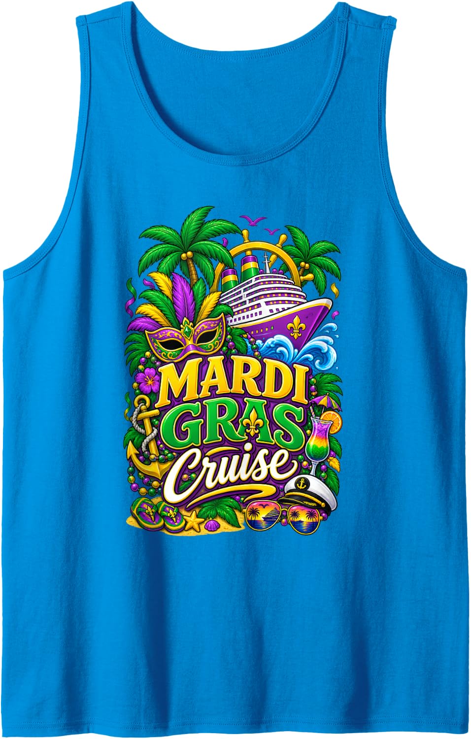 Mardi Gras Cruise Crew 2027 Trip New Orleans Family Matching Sleeveless Tank Top - Sapphire Blue
