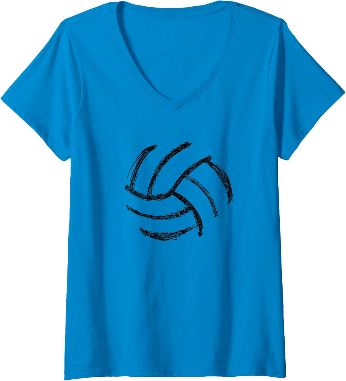 Womens simple Volleyball Seams, vintage V-Neck T-Shirt - Sapphire Blue