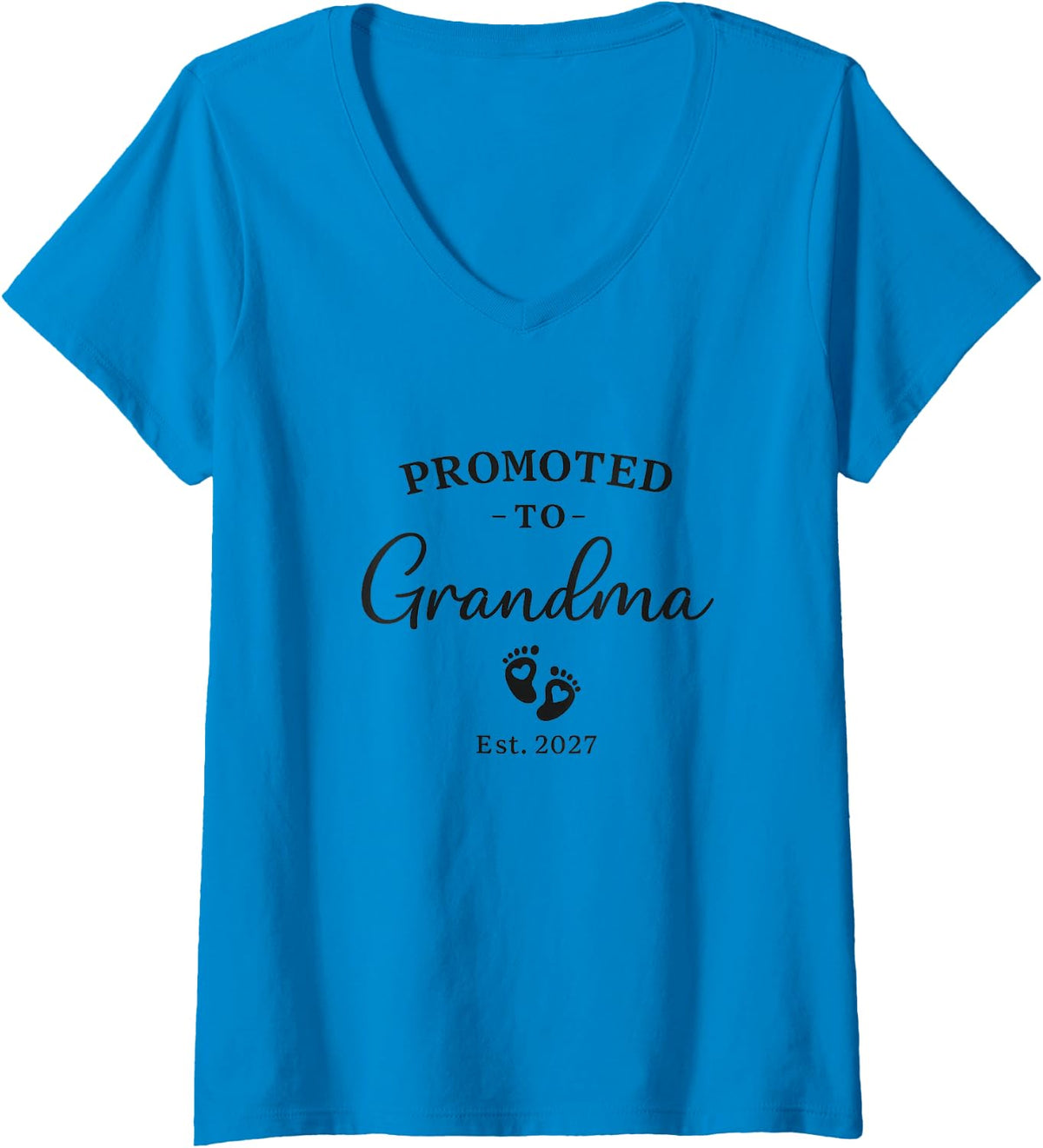 Women's Promoted to Grandma est 2027 V-Neck T-Shirt - Sapphire Blue