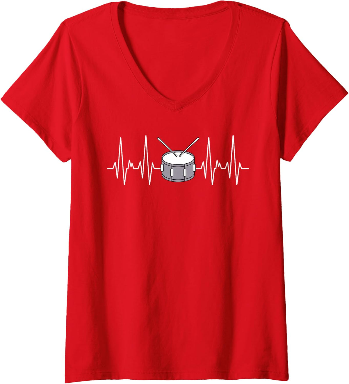 Women's Snare Drum Design for Men Women Kids Drumming Snare Drum V-Neck T-Shirt - Red