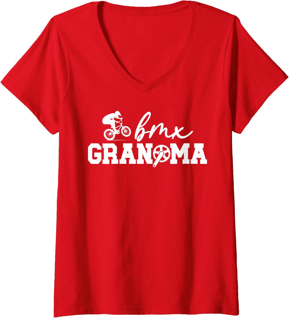 Women's BMX Grandma of A BMX Rider Grandma BMX Grandmother V-Neck T-Shirt - Red