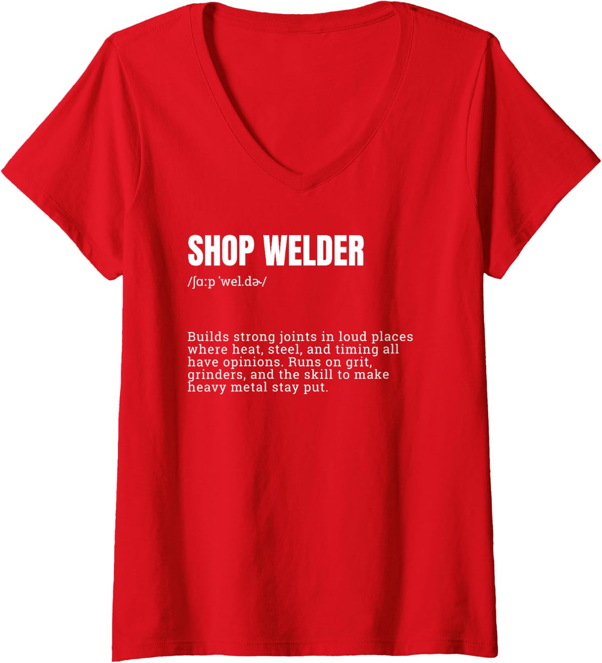 Women's Shop Welder Dictionary Definition - Welding Quote V-Neck T-Shirt - Red