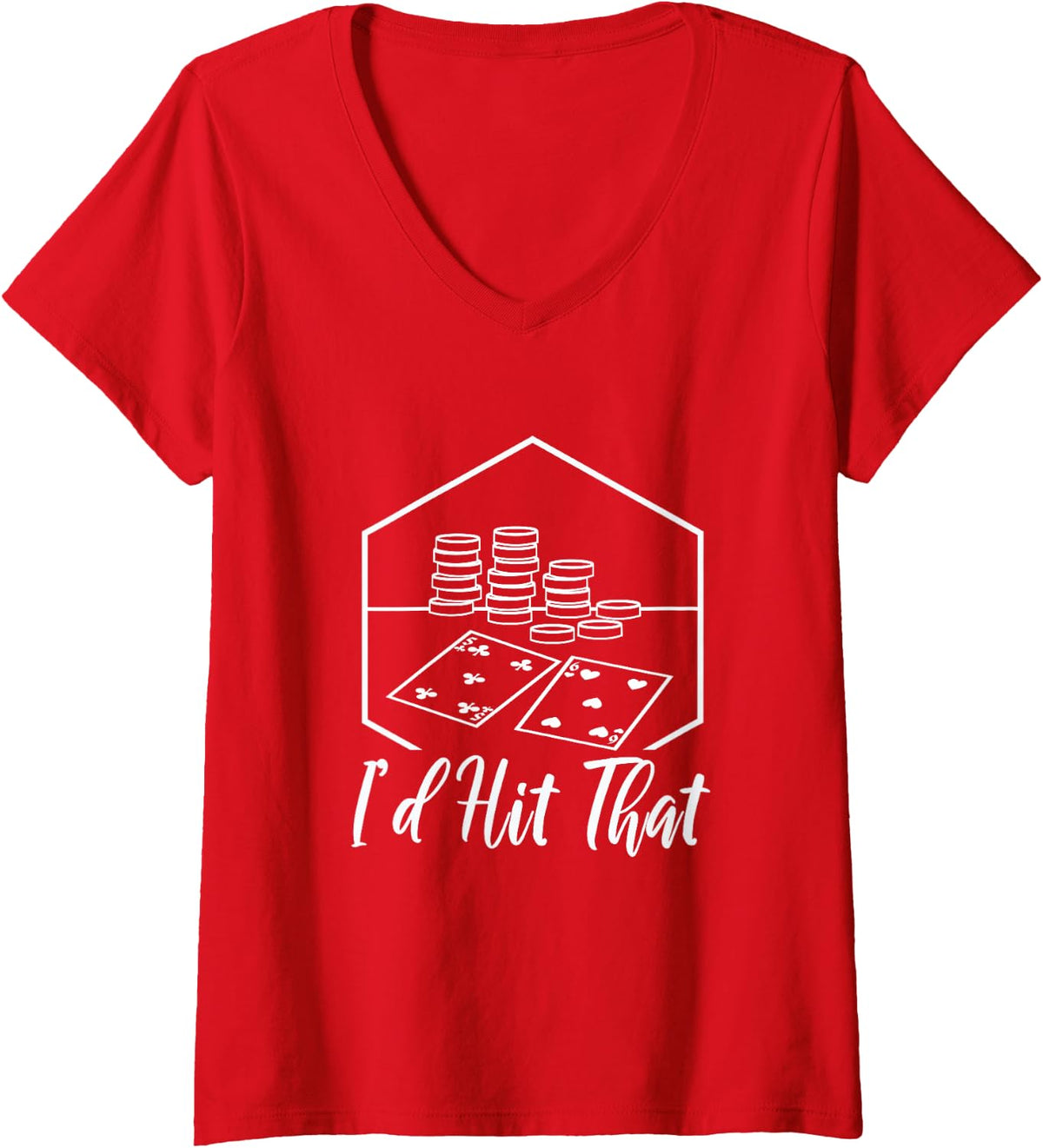Women's I'd Hit that Blackjack V-Neck T-Shirt - Red