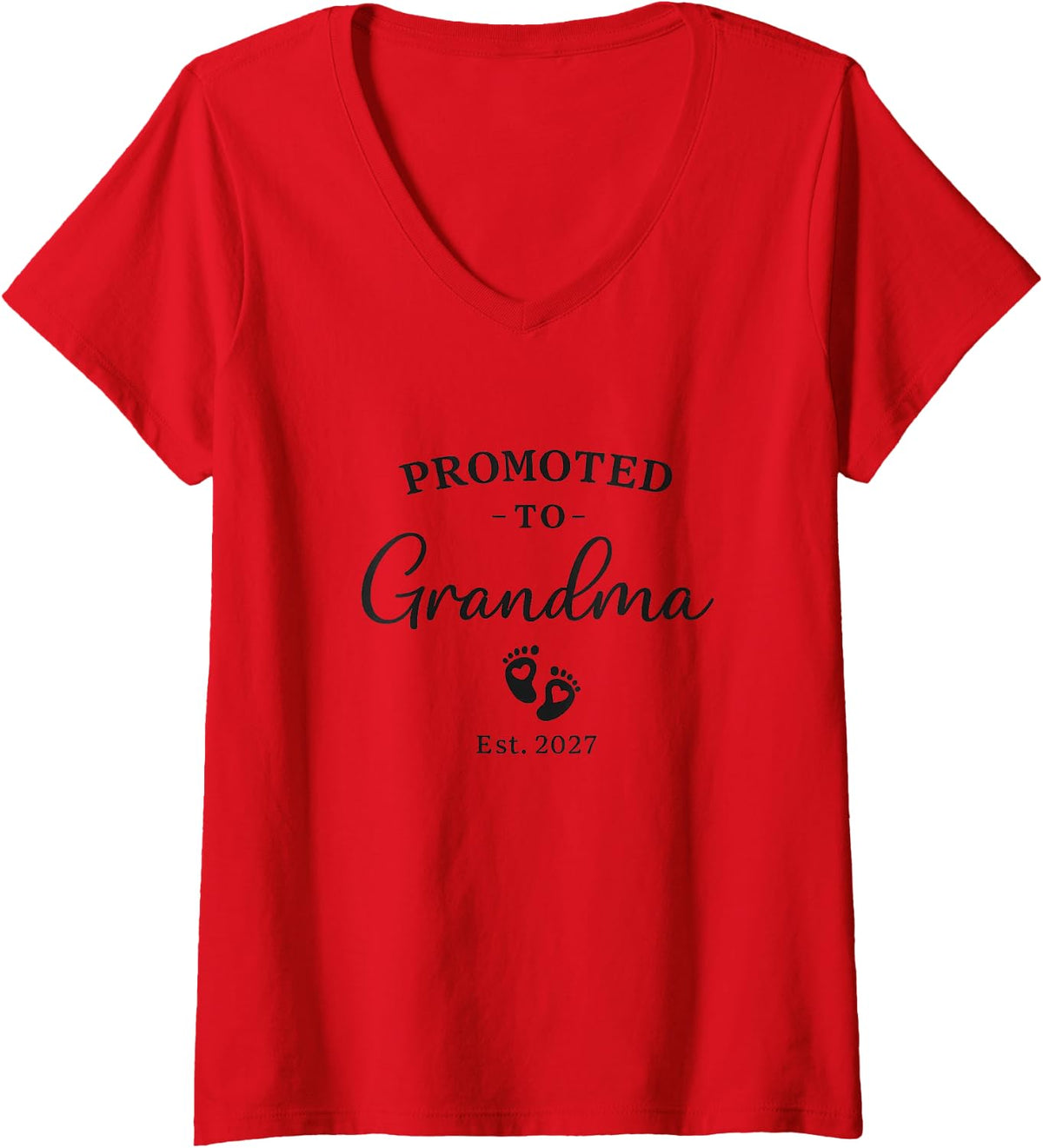 Women's Promoted to Grandma est 2027 V-Neck T-Shirt - Red
