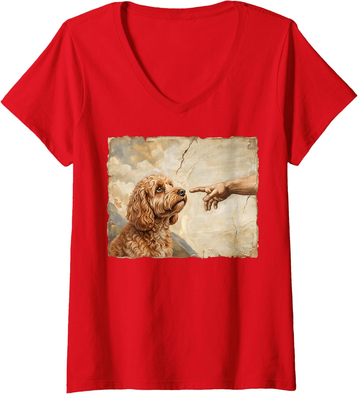 Women's Cockapoo The Creation V-Neck T-Shirt - Red