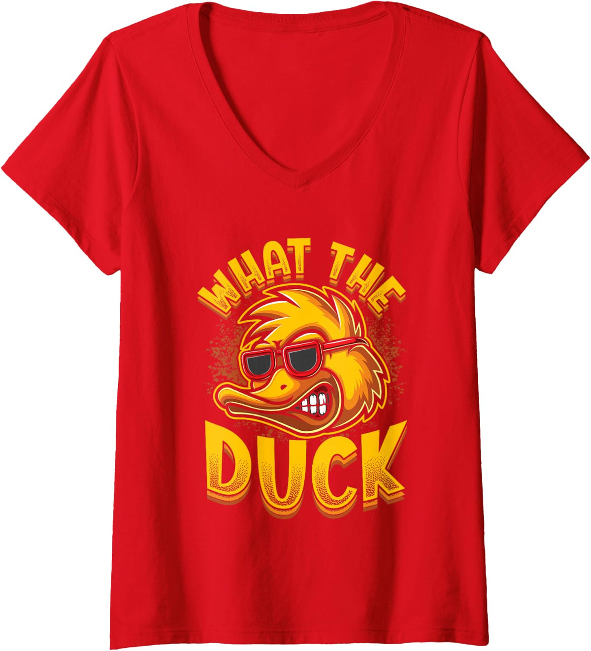 Women's What The Duck - Duck Lover V-Neck T-Shirt - Red