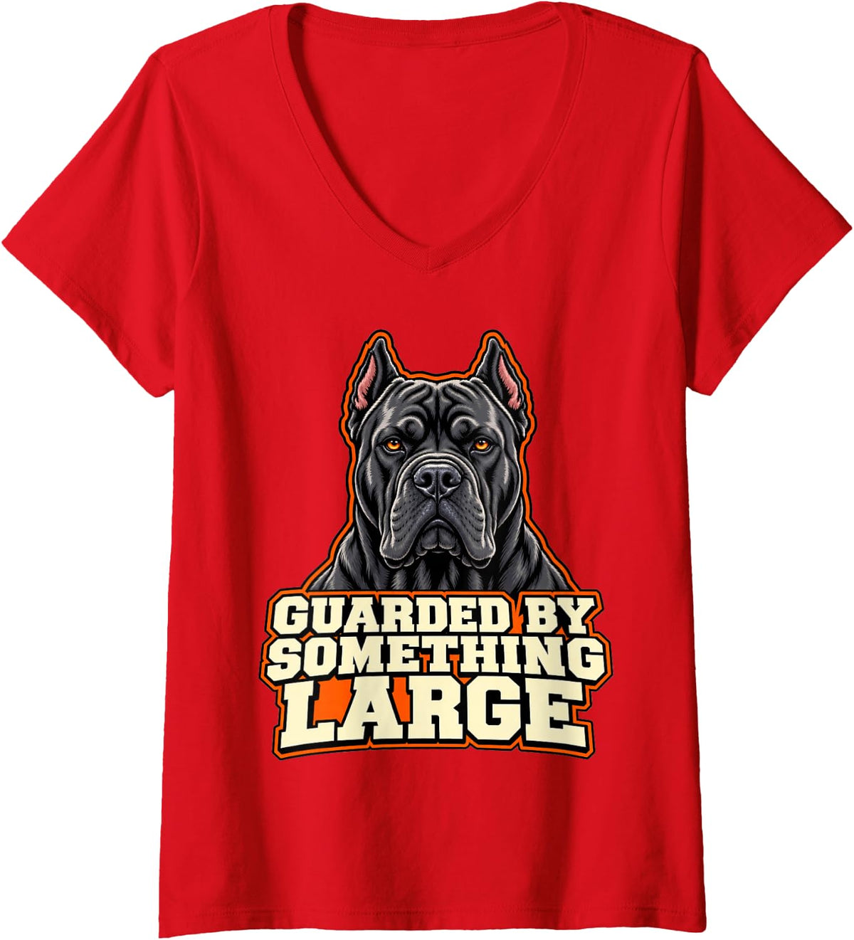Women's Cane Corso Guarded By Something Large Dog Mom Mastiff Puppy V-Neck T-Shirt - Red