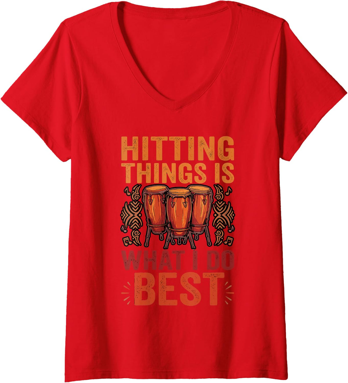 Women's I Do Best Congas Drum Musician Percussion Drummer Conga V-Neck T-Shirt - Red