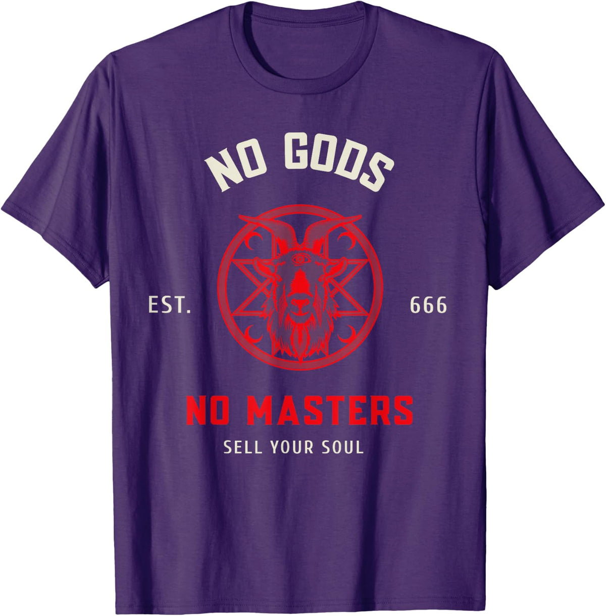Goth Occultism Atheist No Gods No Masters Sell Your Soul T-Shirt - Purple