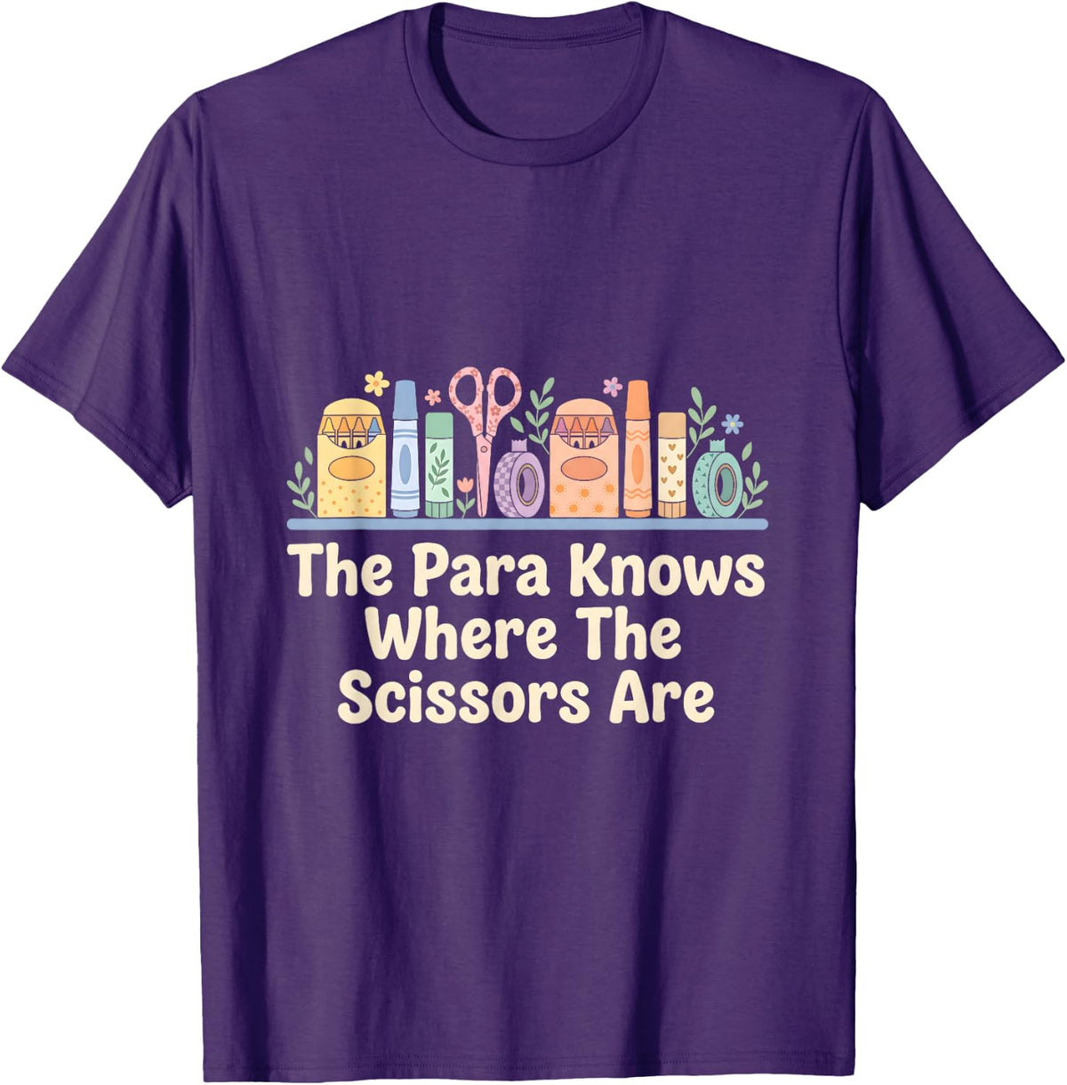Paraprofessional Scissors School aide Educator T-Shirt - Purple