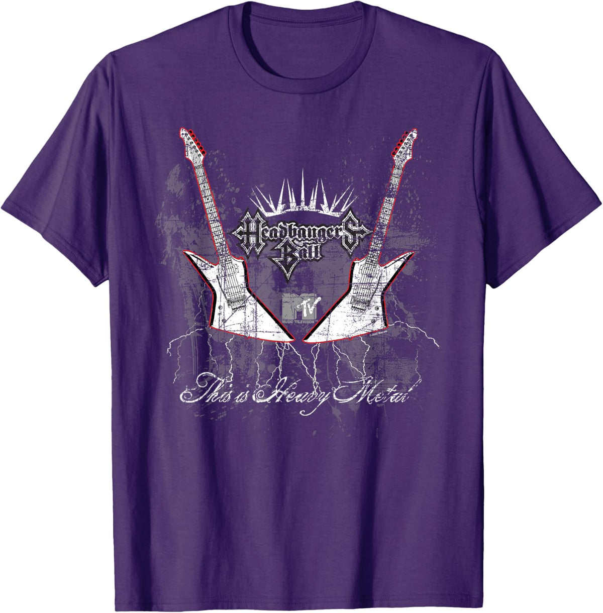 Headbangers Ball Distressed Guitars T-Shirt - Purple