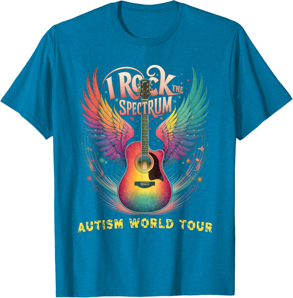 Rockin' Autism World Tour I ROCK THE SPECTRUM Educator T-Shirt - Sapphire Blue