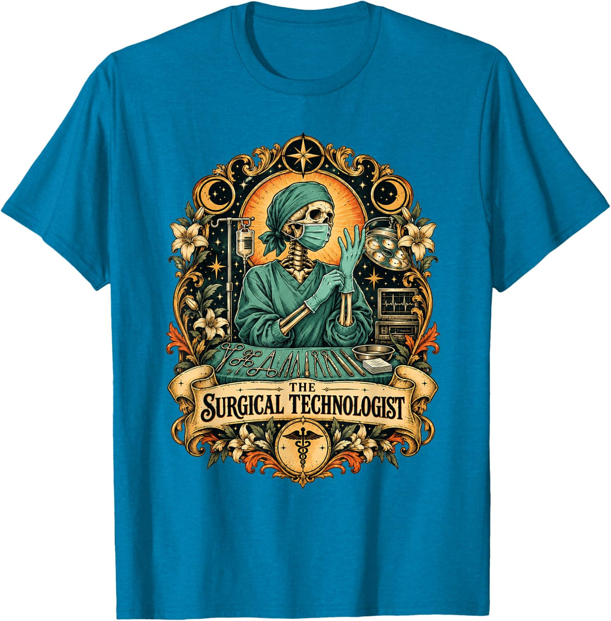 Surgical Technologist Tarot Skeleton Surgical Technician T-Shirt - Sapphire Blue
