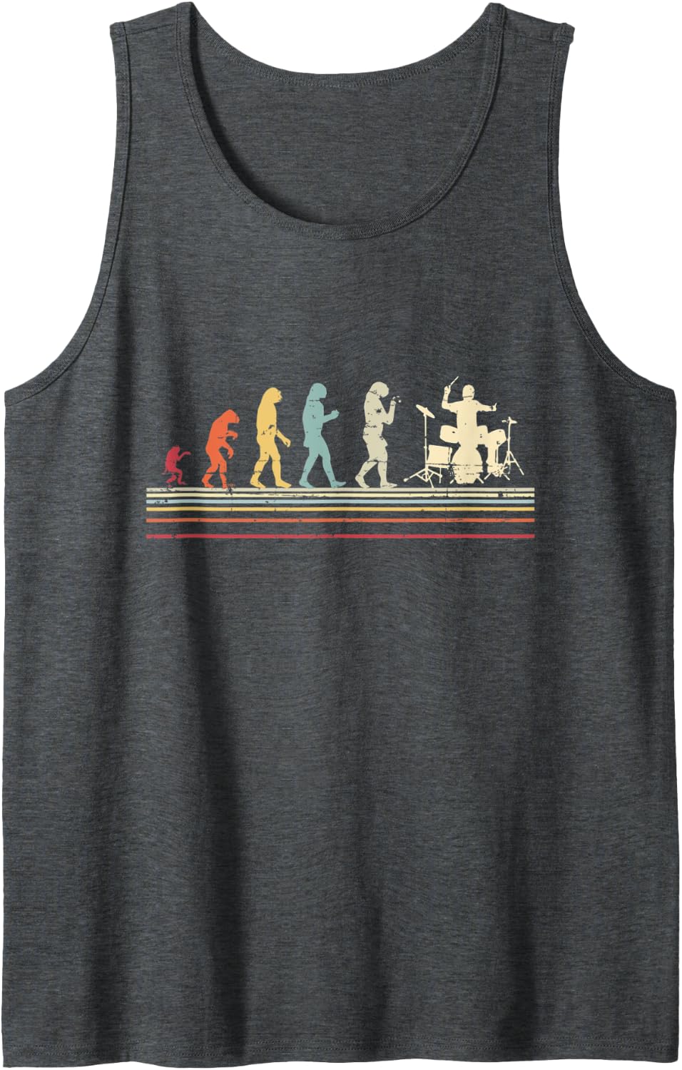Vintage Style Drums Evolution Design Drummer Tank Top - Dark Heather Grey