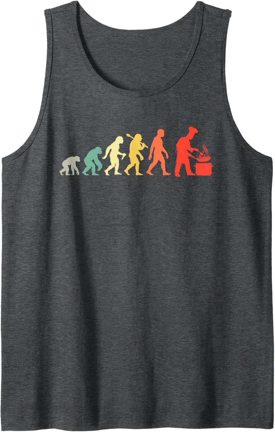 Retro Chef Evolution Cook Sous-Chef Head-Chef Sleeveless Tank Top - Dark Heather Grey