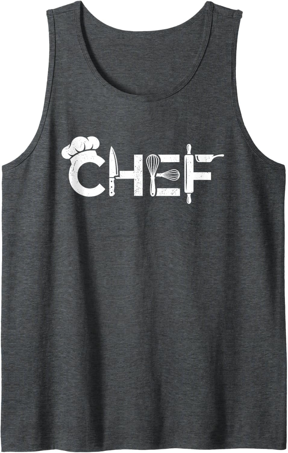 Chef Cook Restaurant Cooking Kitchen Culinary Vintage Sleeveless Tank Top - Dark Heather Grey