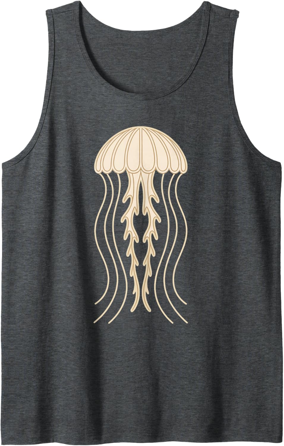 Minimalist Line Art Jellyfish Sea Creature Sleeveless Tank Top - Dark Heather Grey