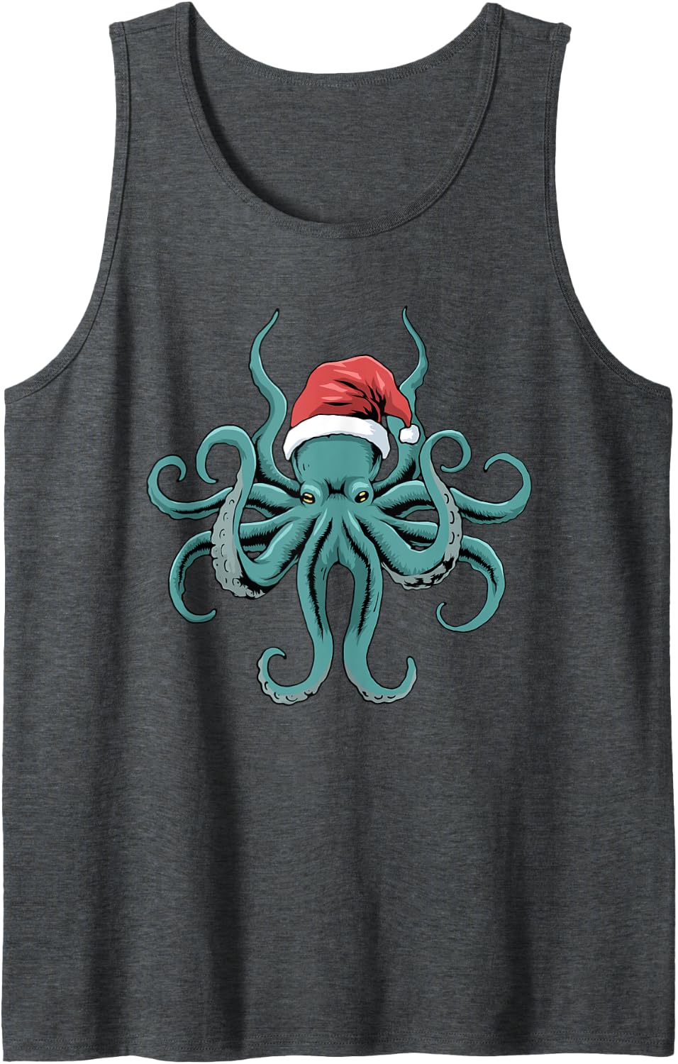 Christmas Octopus Tank Top - Dark Heather Grey