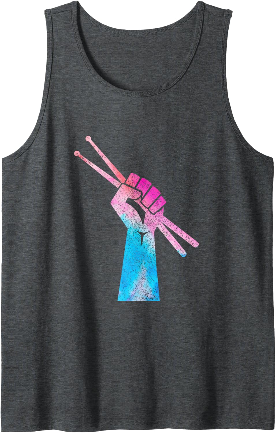 Drummer Drum Kit Tie Dye Hippie Drummer Gift Sleeveless Tank Top - Dark Heather Grey