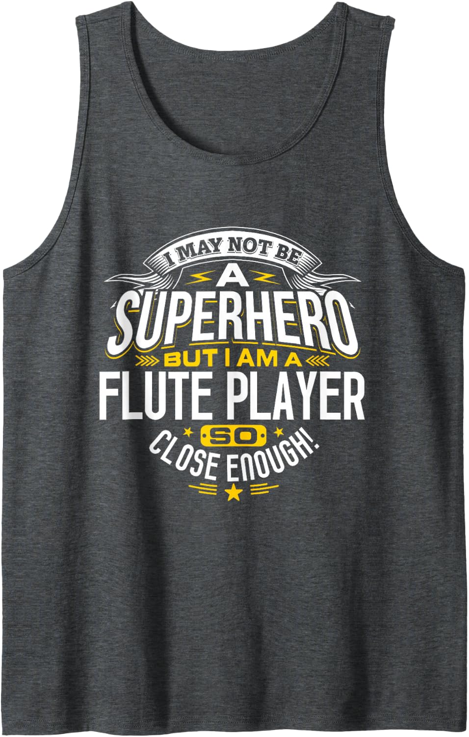 Flute Player Idea Professional Superhero Flute Players Sleeveless Tank Top - Dark Heather Grey