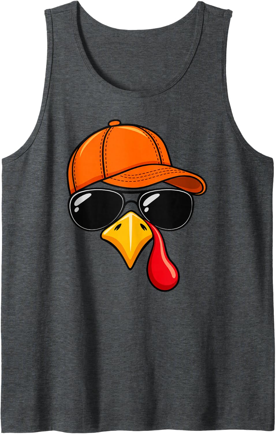 Cool Turkey Sunglasses Thanksgiving Funny Fall Feast Retro Sleeveless Tank Top - Dark Heather Grey