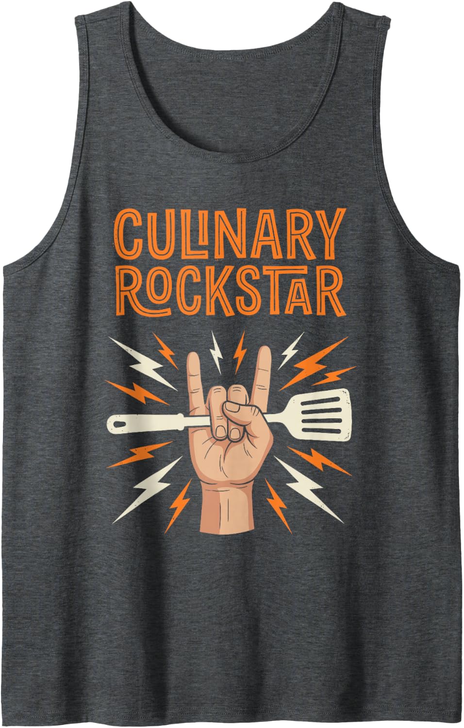 Culinary Rockstar Funny Chef Cooking Kitchen Restaurant Tee Sleeveless Tank Top - Dark Heather Grey