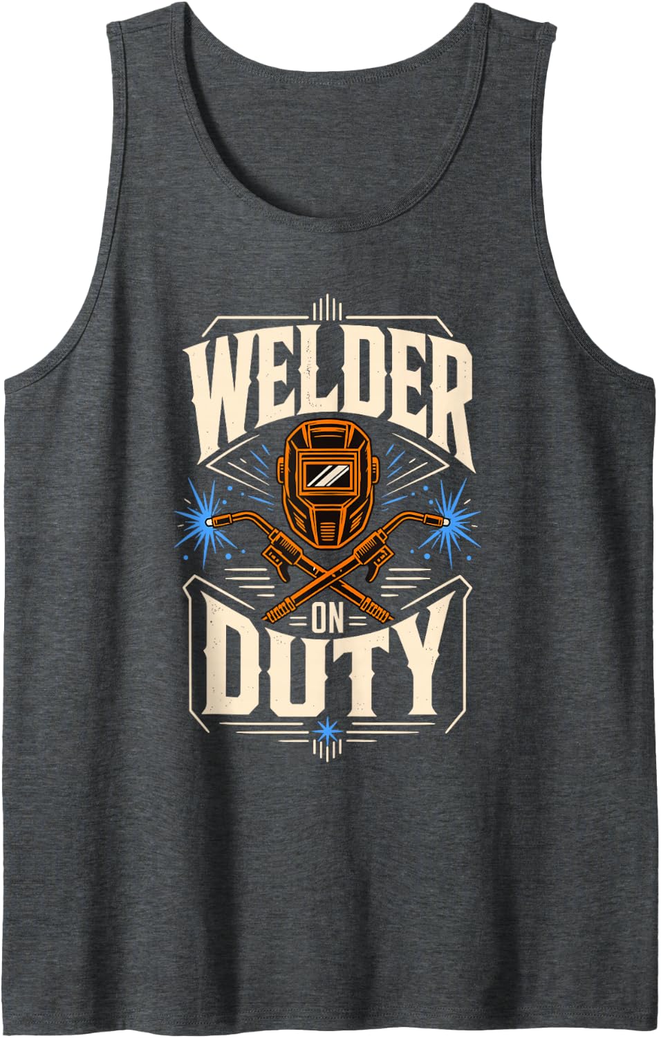 Welder Duty Mask Torches Sparks Metalwork Tank Top - Dark Heather Grey