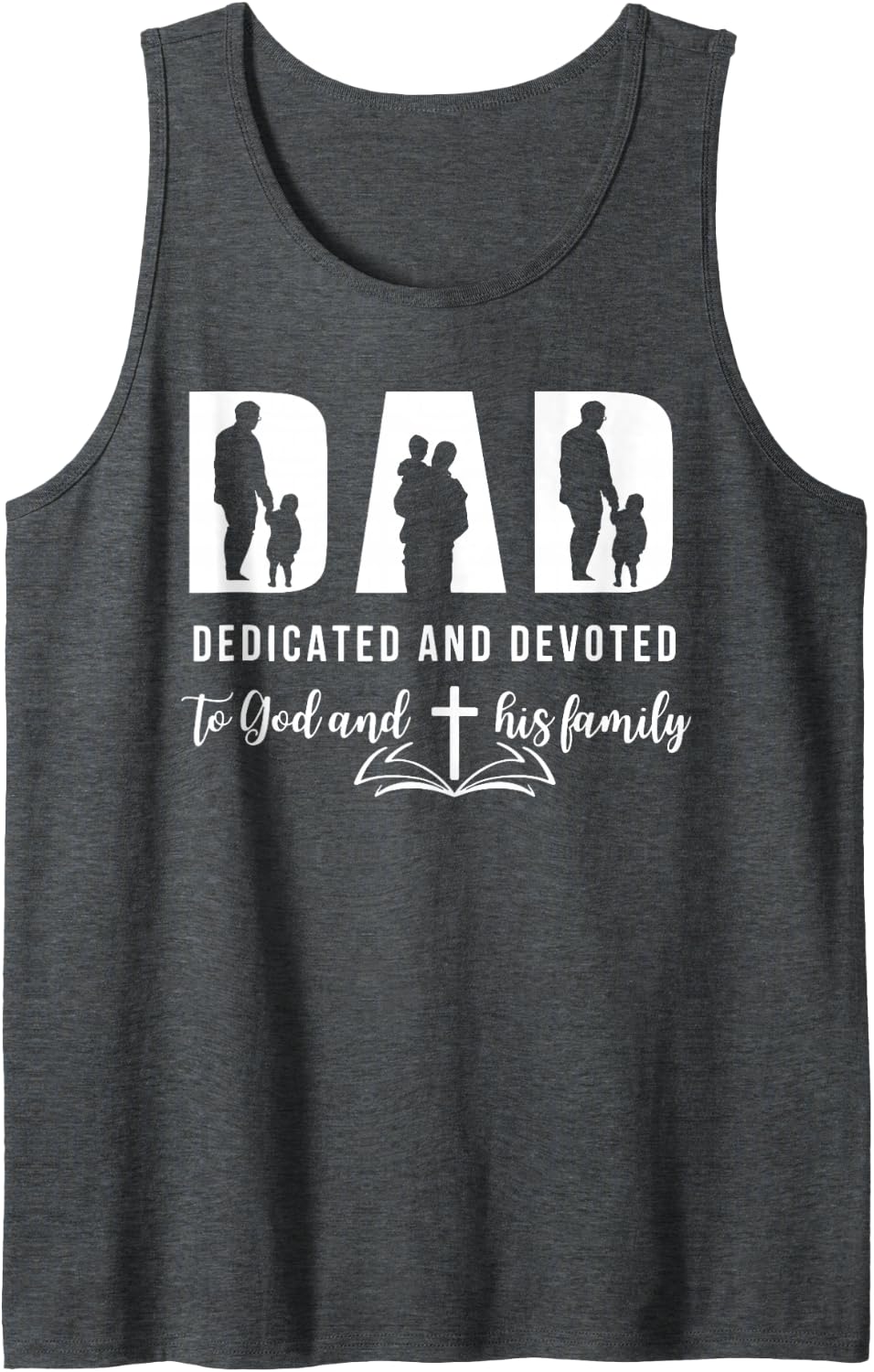 Dad Dedicated and Devoted Sleeveless Tank Top - Dark Heather Grey