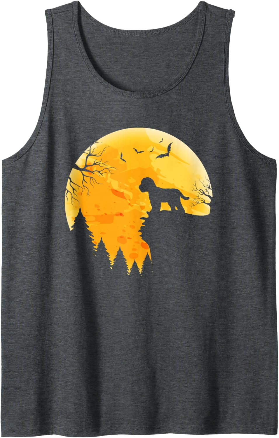 Cockapoo Lovers Halloween Moon Sleeveless Tank Top - Dark Heather Grey