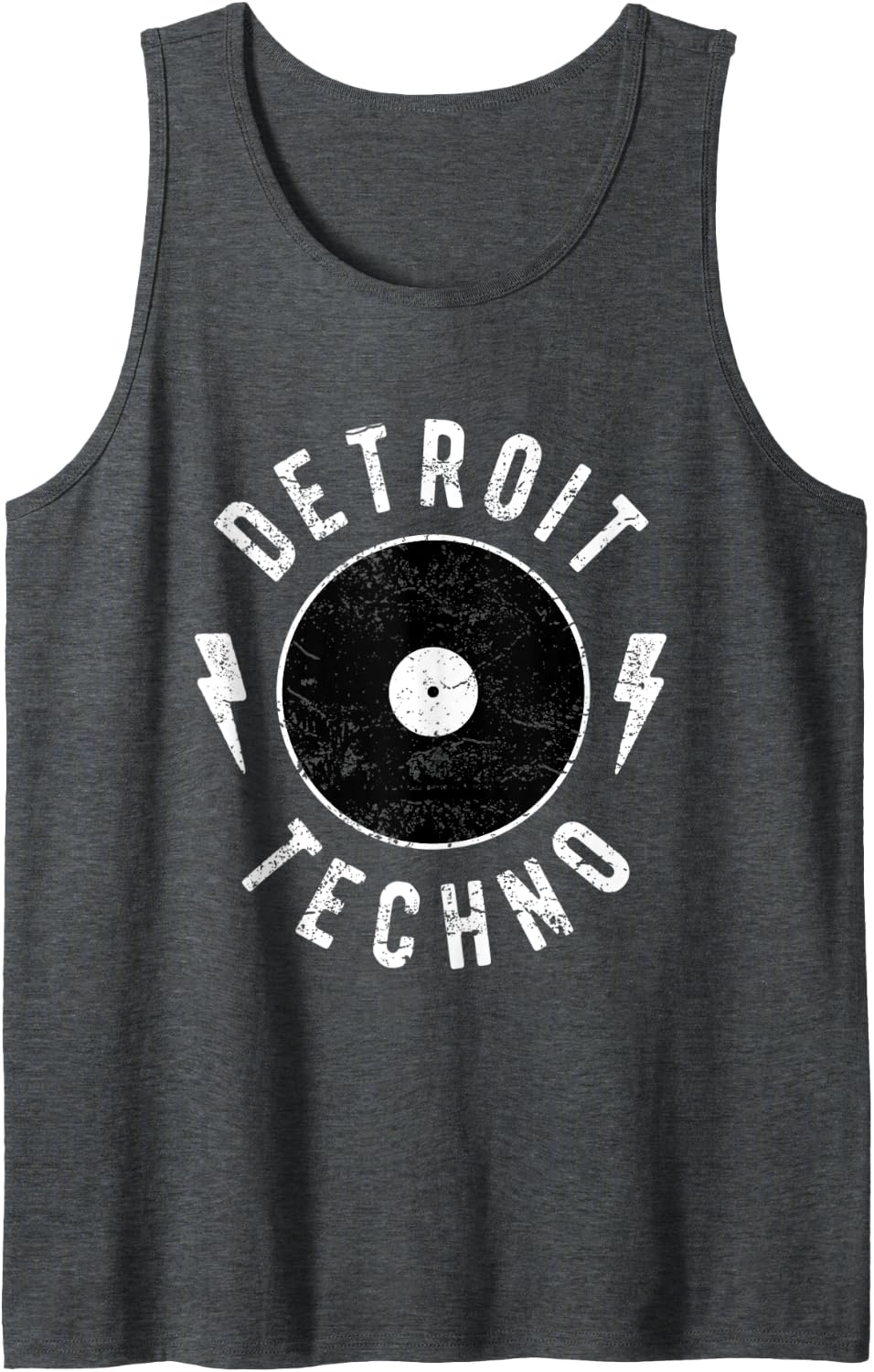 Detroit Techno Music Outfit Vinyl Electronic Music Tank Top - Dark Heather Grey