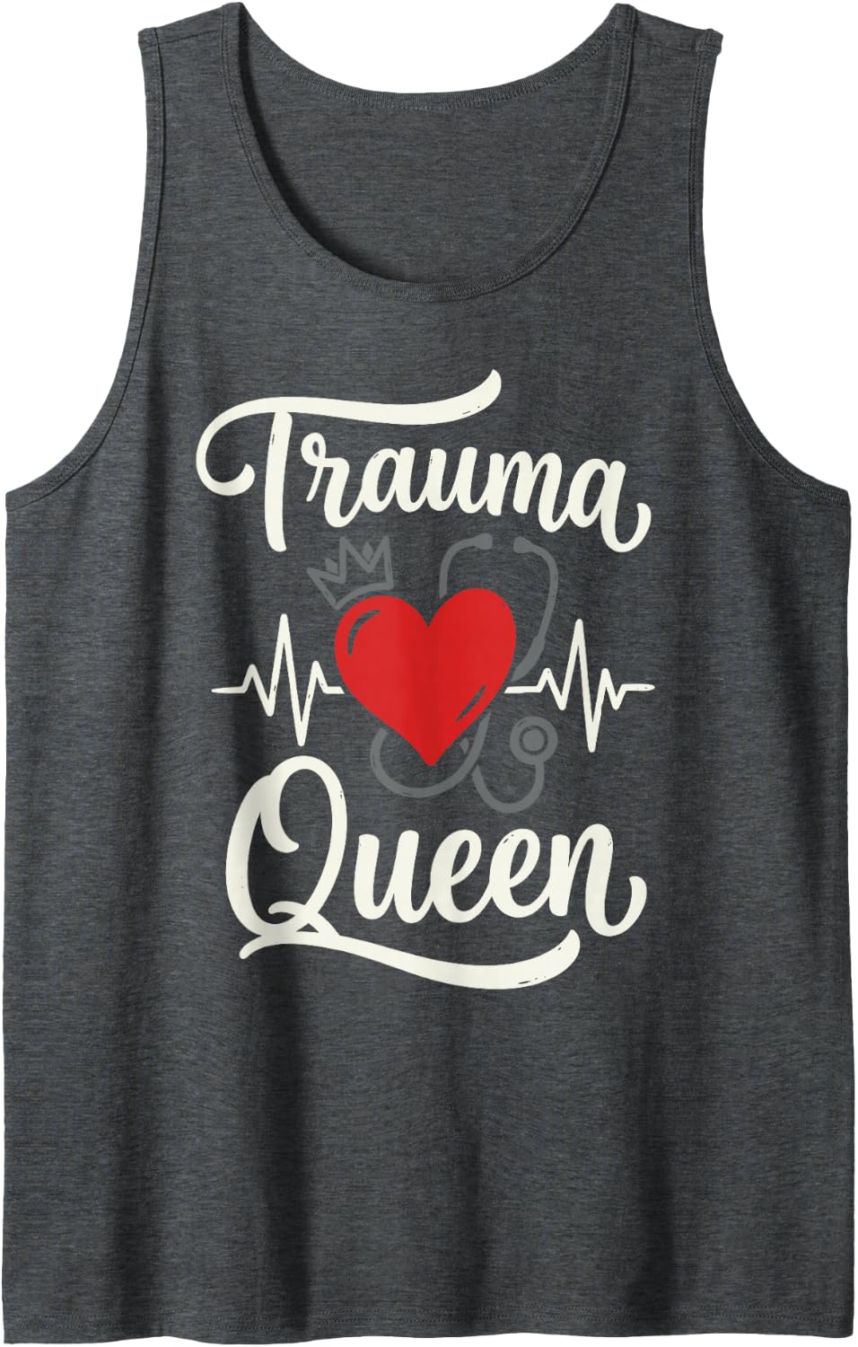 Trauma Queen Female Paramedic EMT Emergency Medical Tech Tee Sleeveless Tank Top - Dark Heather Grey