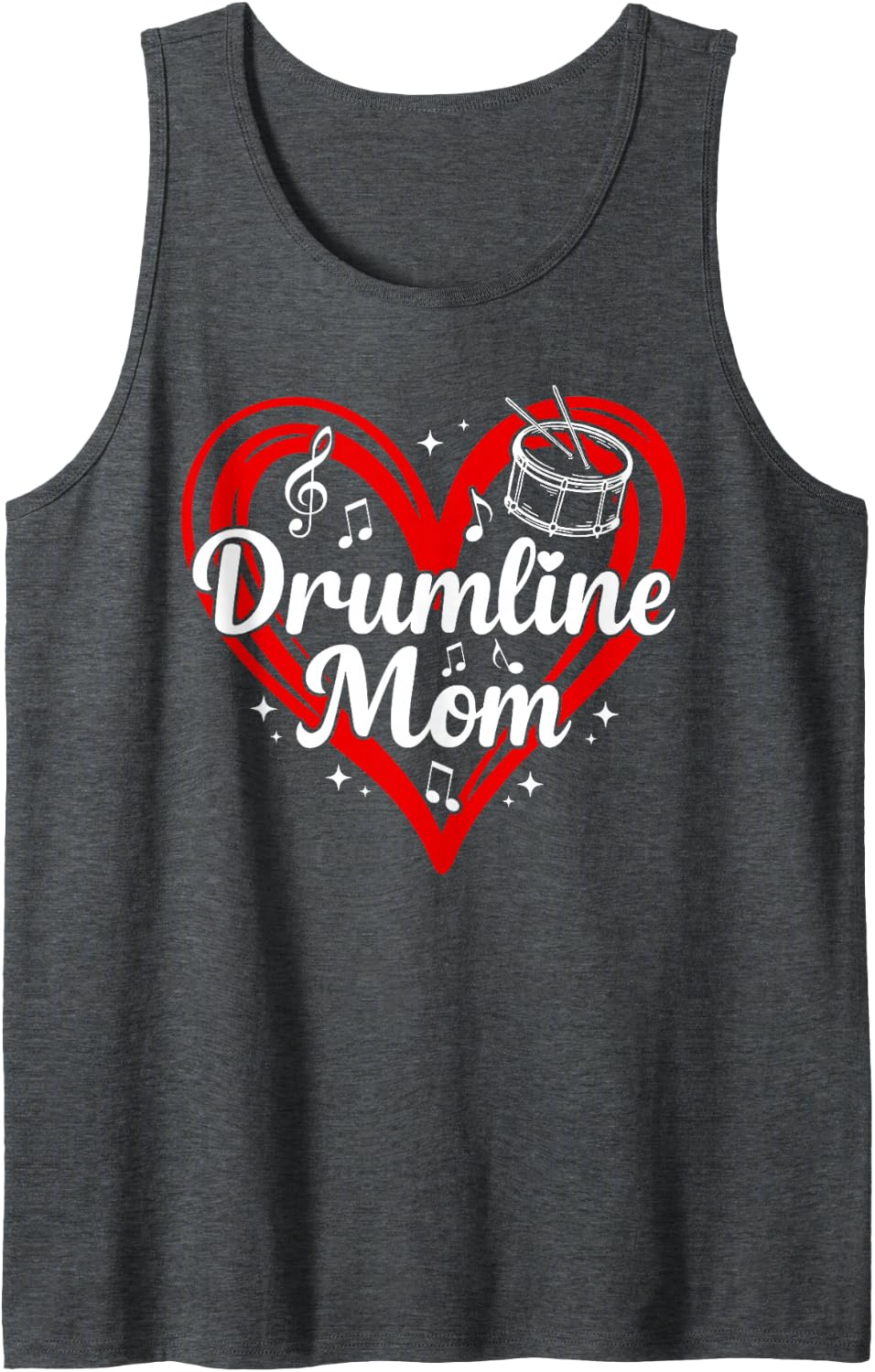 Drumline Mom Heart Drumline Mother Drumline Mama Sleeveless Tank Top - Dark Heather Grey