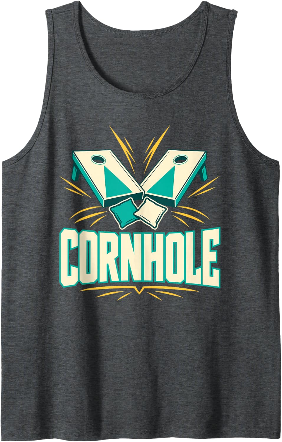 Cornhole Game Board Outdoor Yard Party Sleeveless Tank Top - Dark Heather Grey