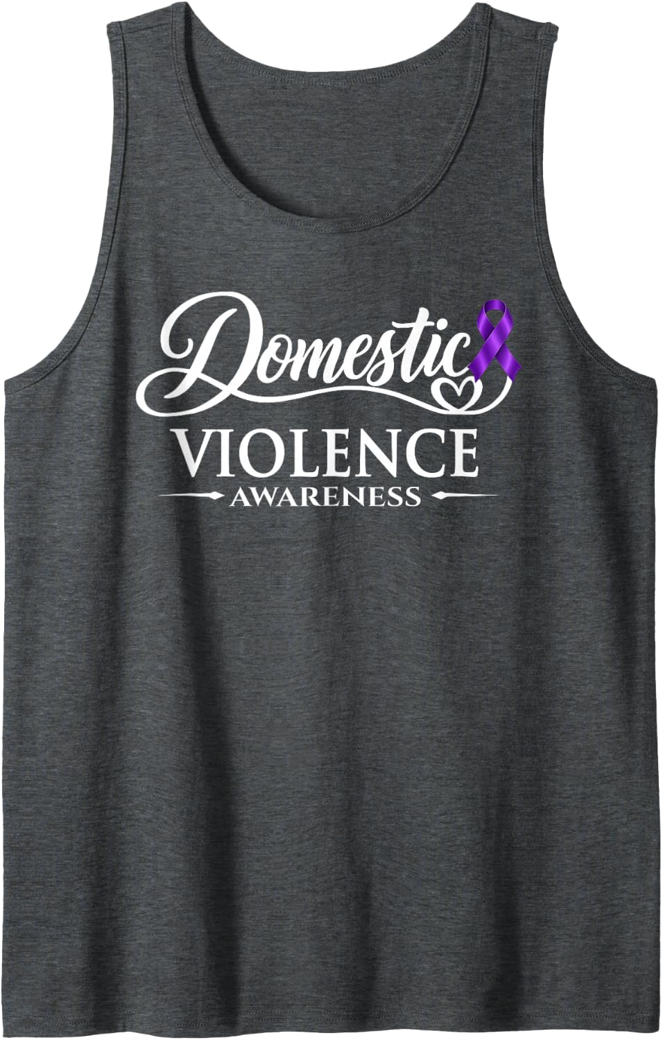 Domestic Violence Awareness Strong Woman Ribbon Courage Sleeveless Tank Top - Dark Heather Grey