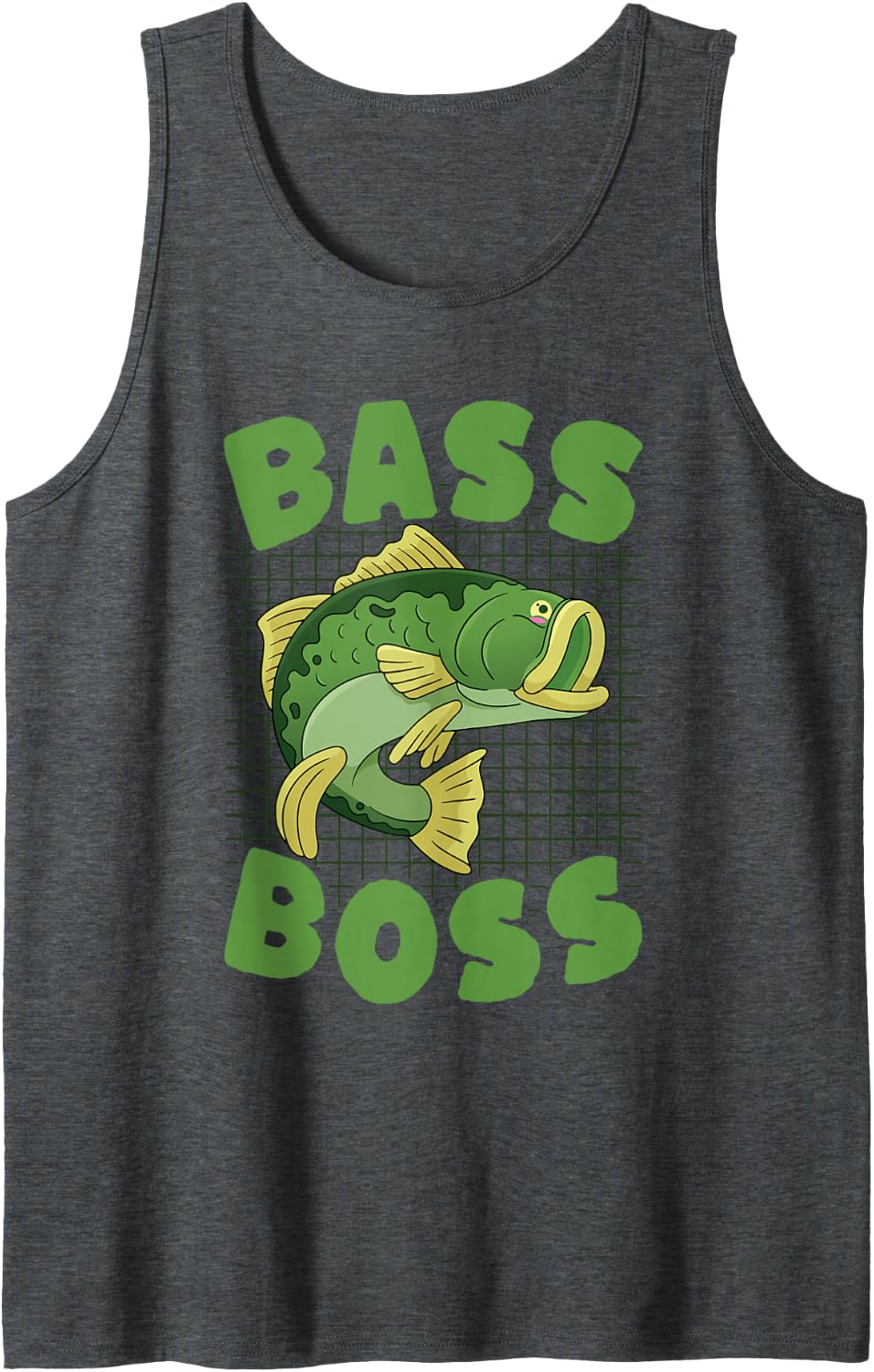 Bass Boss Fishing Angler Fish Sleeveless Tank Top - Dark Heather Grey