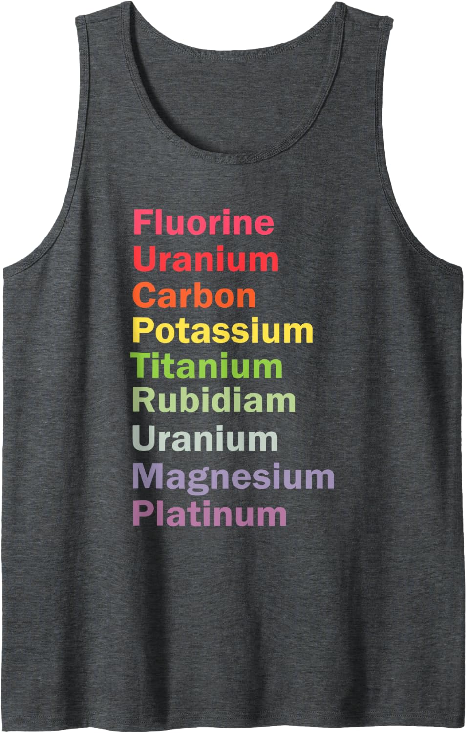 Periodic Table Elements Political Fluorine Uranium Potassium Sleeveless Tank Top - Dark Heather Grey