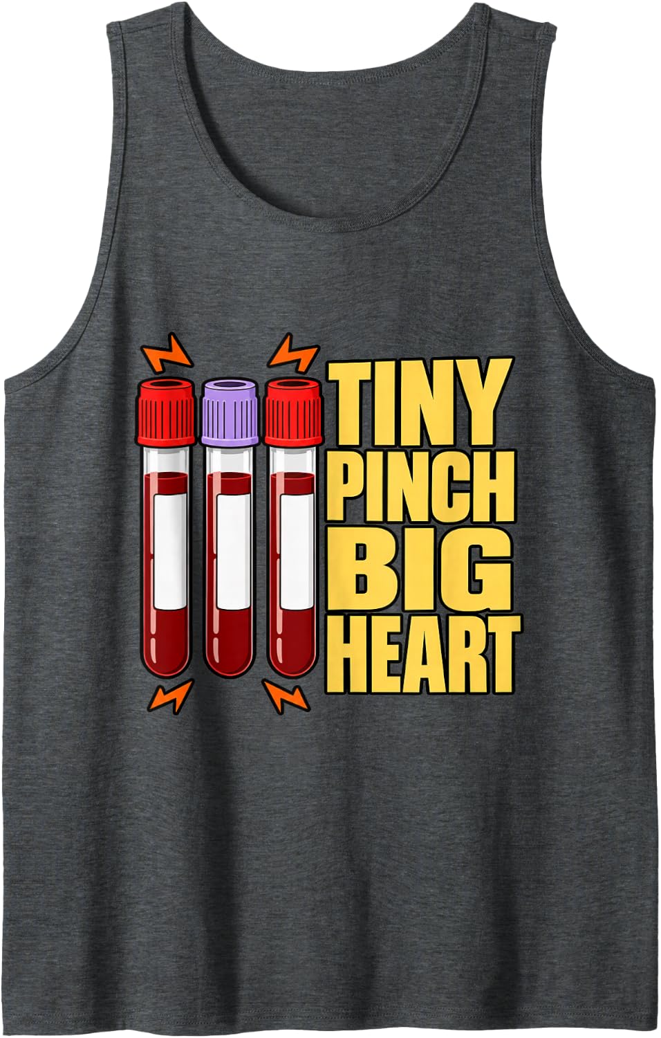 Phlebotomist Tiny Pinch Big Heart Tubes Lab Tech Nurse Funny Sleeveless Tank Top - Dark Heather Grey
