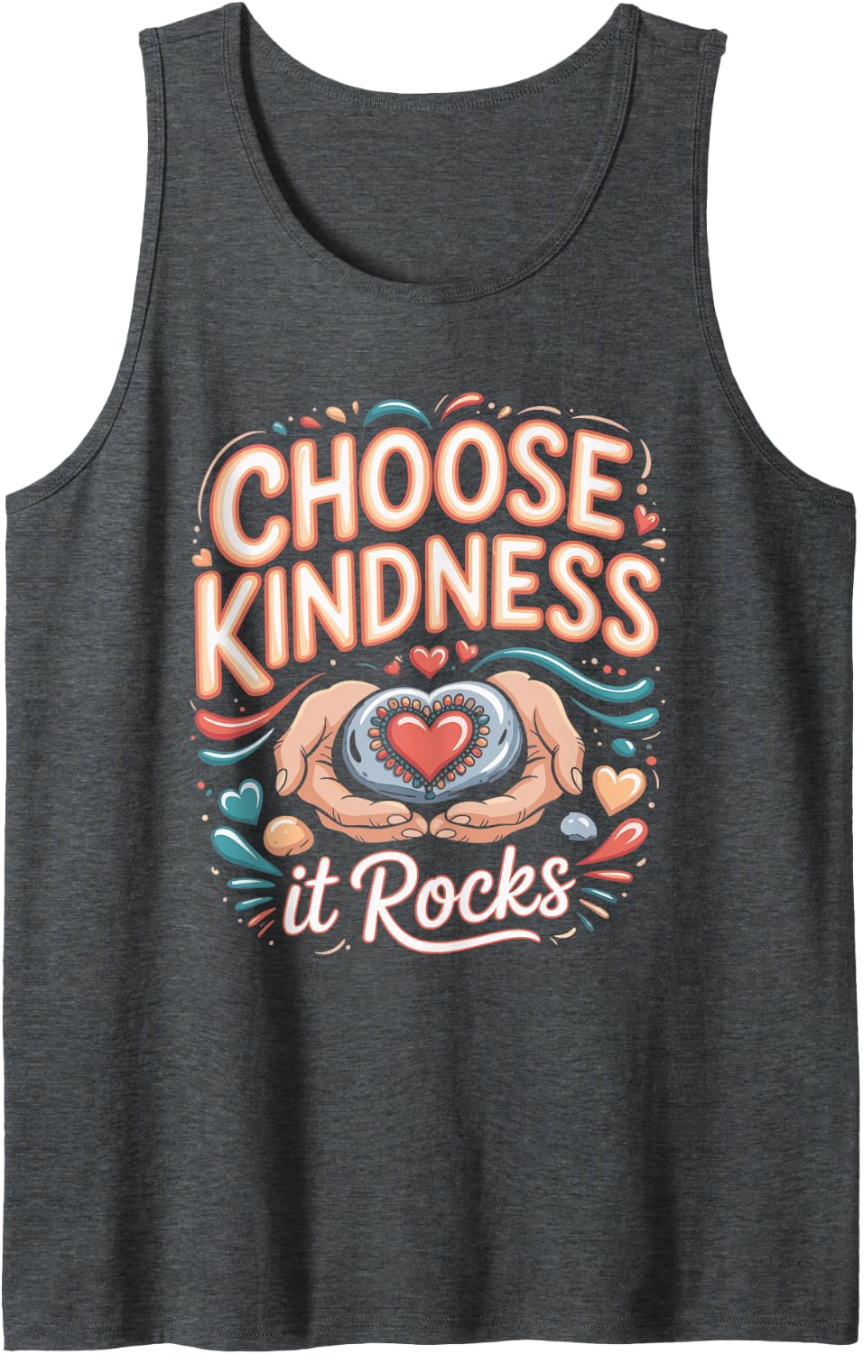 Choose Kindness It Rocks Painting Painted Craft Tank Top - Dark Heather Grey