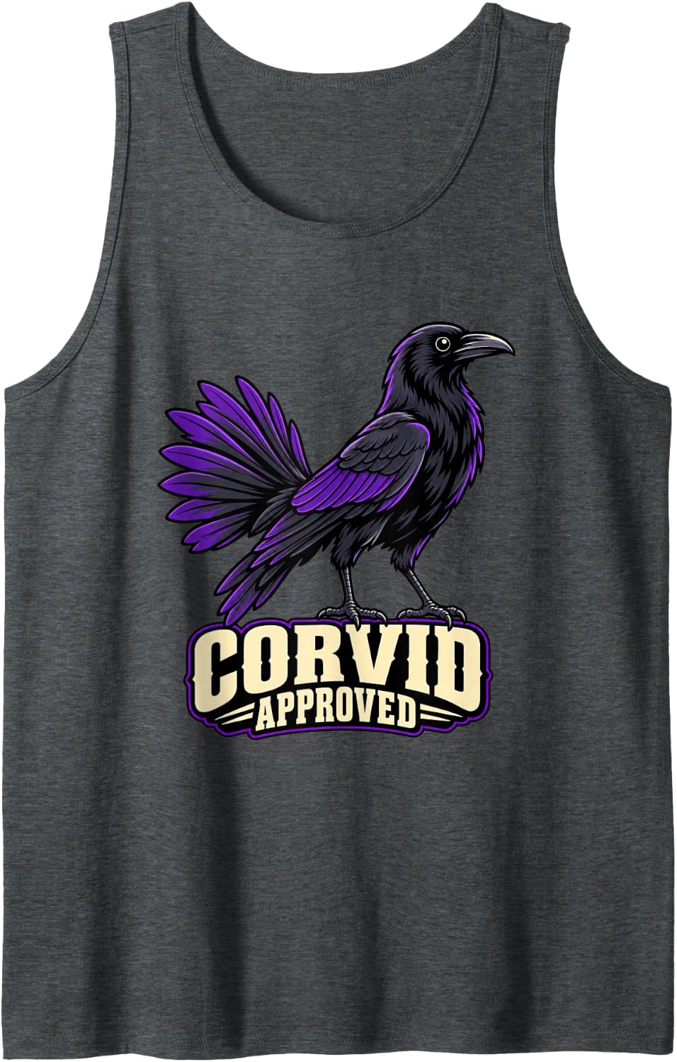 Crow Corvid Approved Blackbird Bird Lover Funny Sleeveless Tank Top - Dark Heather Grey