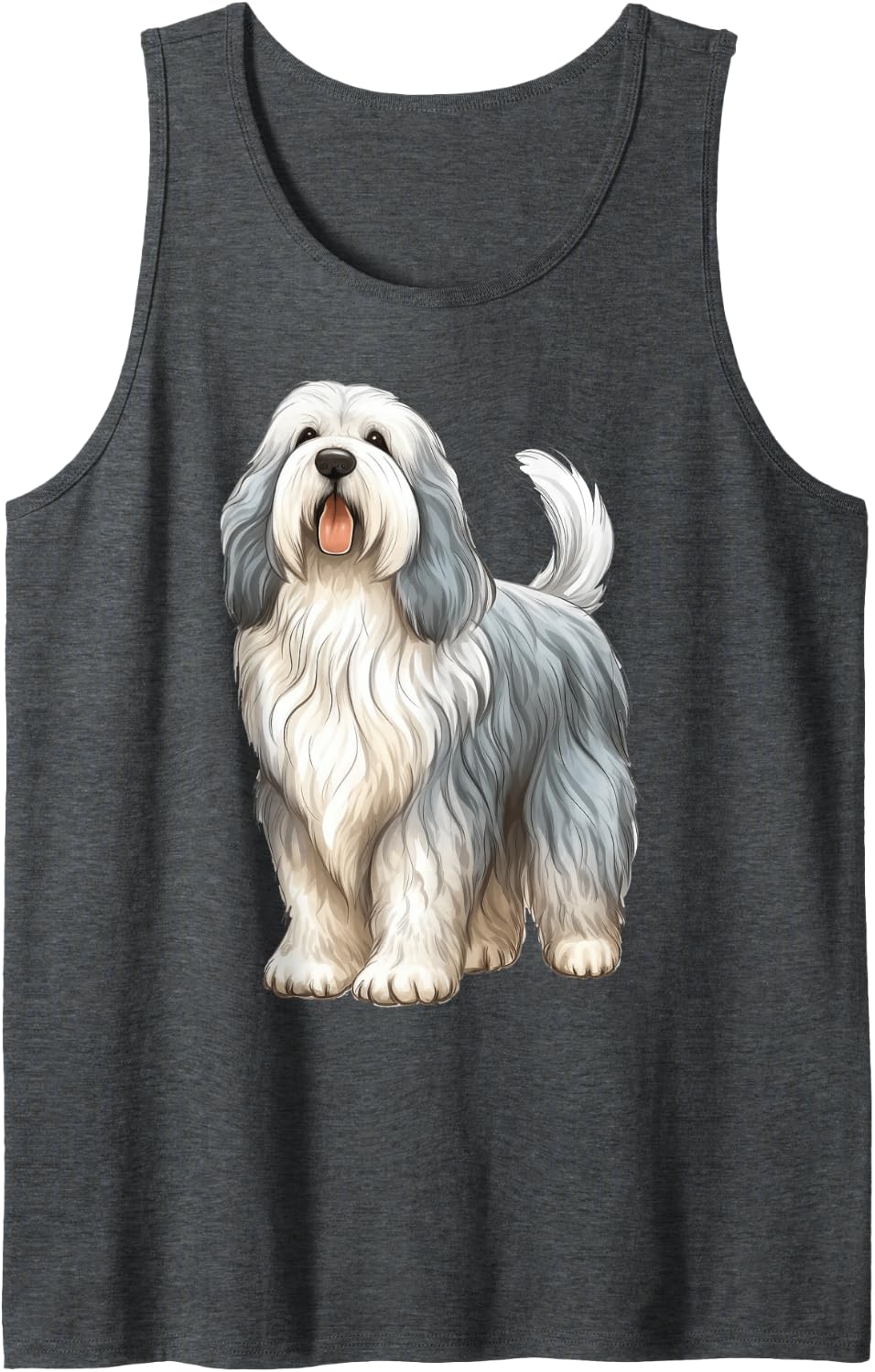 Polish Lowland Sheepdog Dog Mom Dad Puppy Breeder Memorial Sleeveless Tank Top - Dark Heather Grey