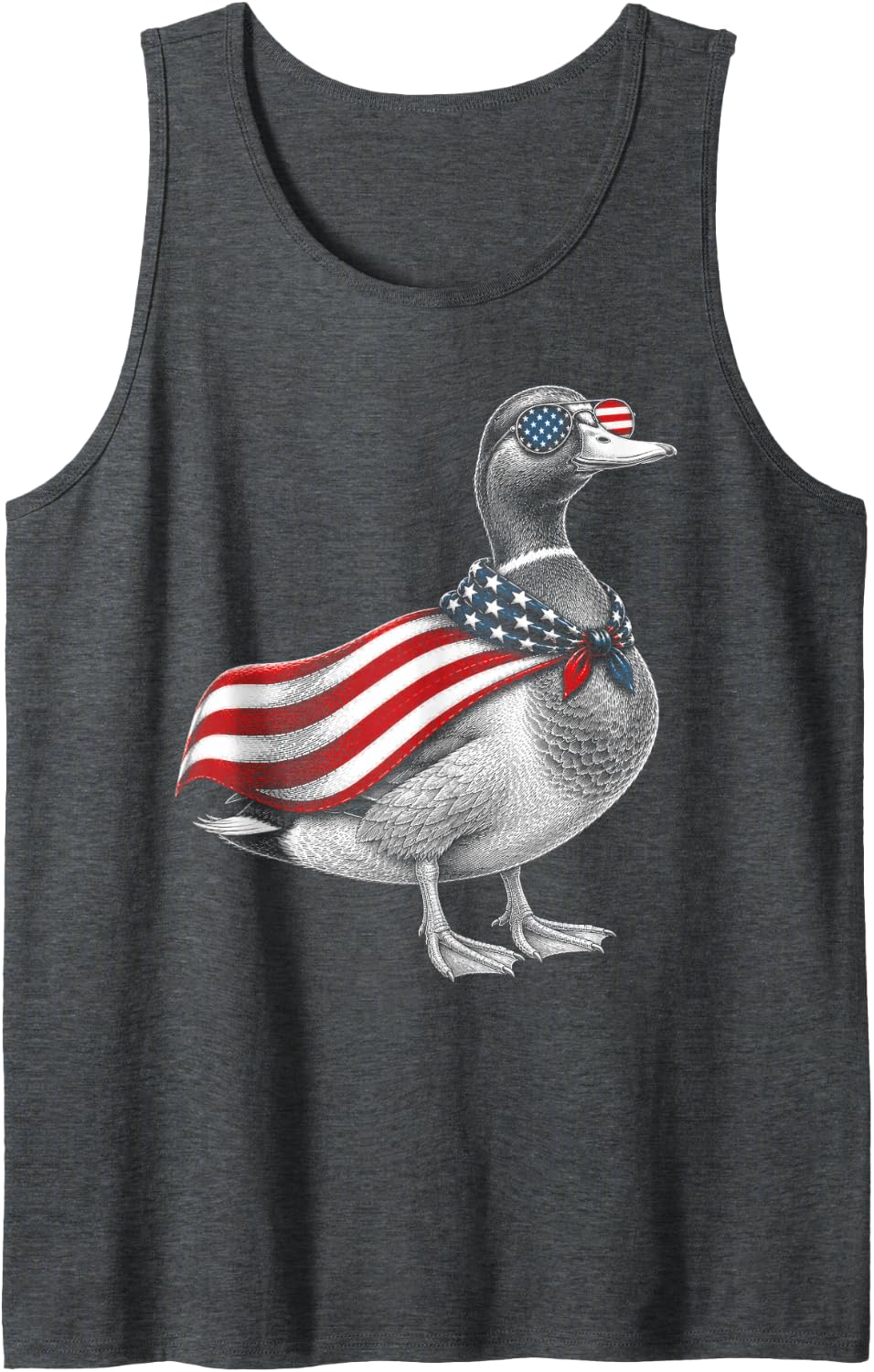 Mallard Duck 4th of July US American Flag Farm Animal Tank Top - Dark Heather Grey
