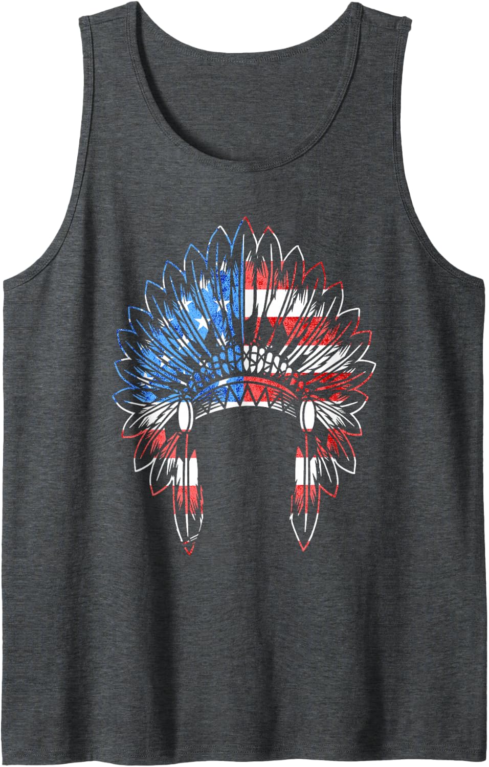Native American Feather Headdress Indian Chief USA America Tank Top - Dark Heather Grey