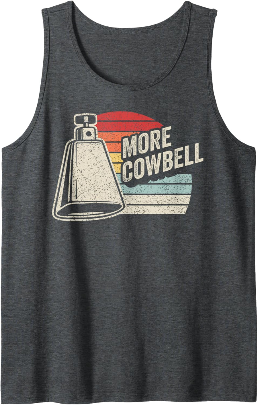 More Cowbell Funny Retro Vintage Music Lover Graphic Sleeveless Tank Top - Dark Heather Grey