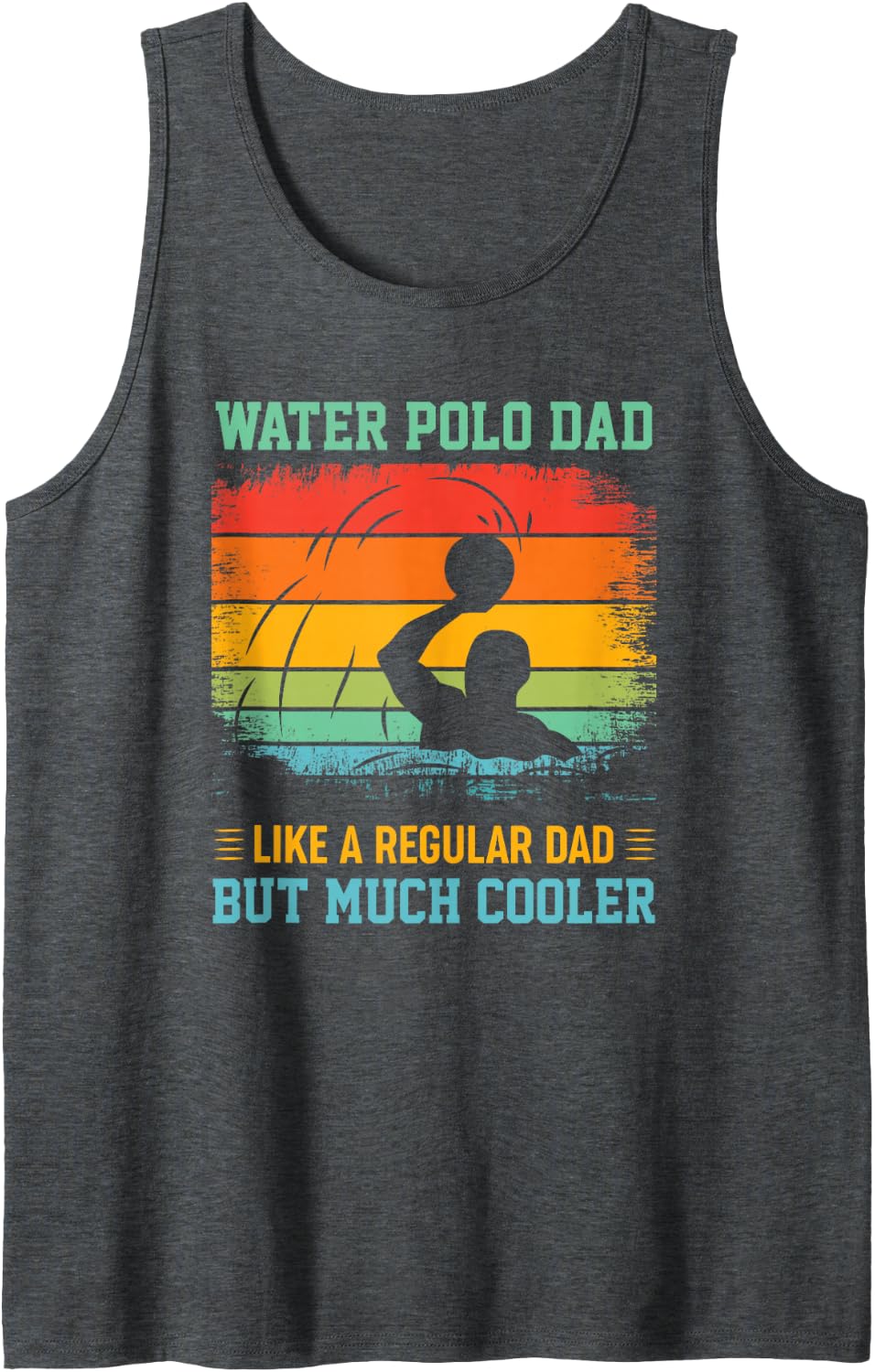 Retro Water Polo Dad Father Waterpolo Player Sleeveless Tank Top - Dark Heather Grey