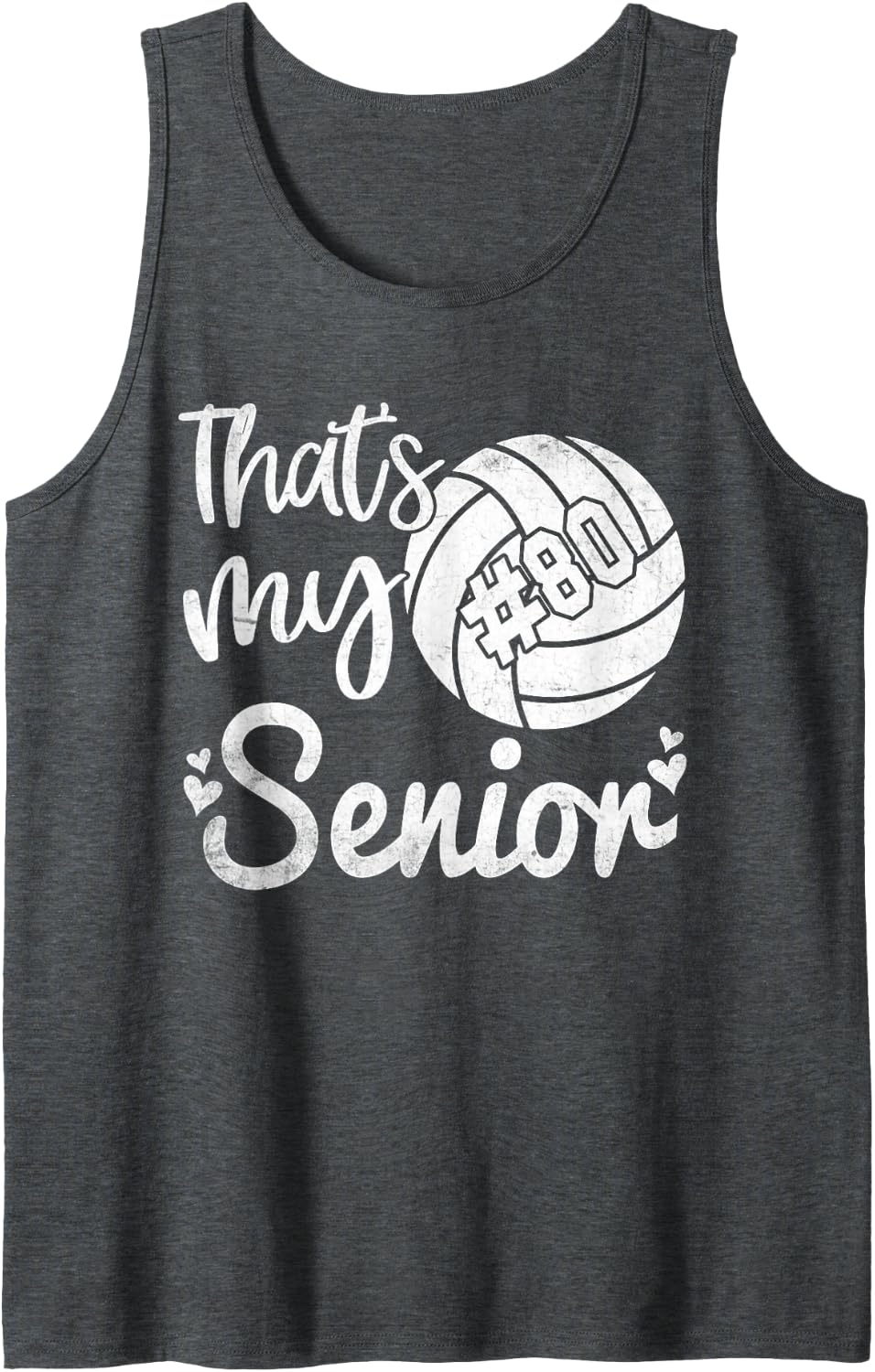Volleyball Jersey Number 80 That's My Senior Volleyball #80 Sleeveless Tank Top - Dark Heather Grey