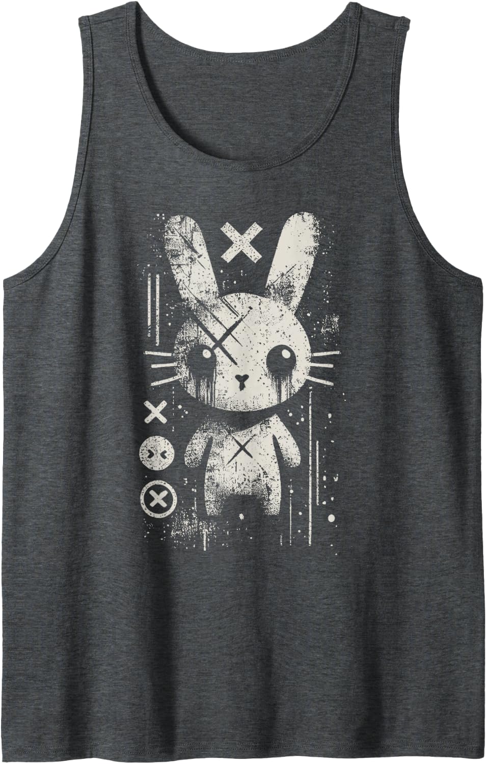 Creepy Cute Goth Bunny Horror Kawaii Rabbit Grunge Aesthetic Tank Top - Dark Heather Grey