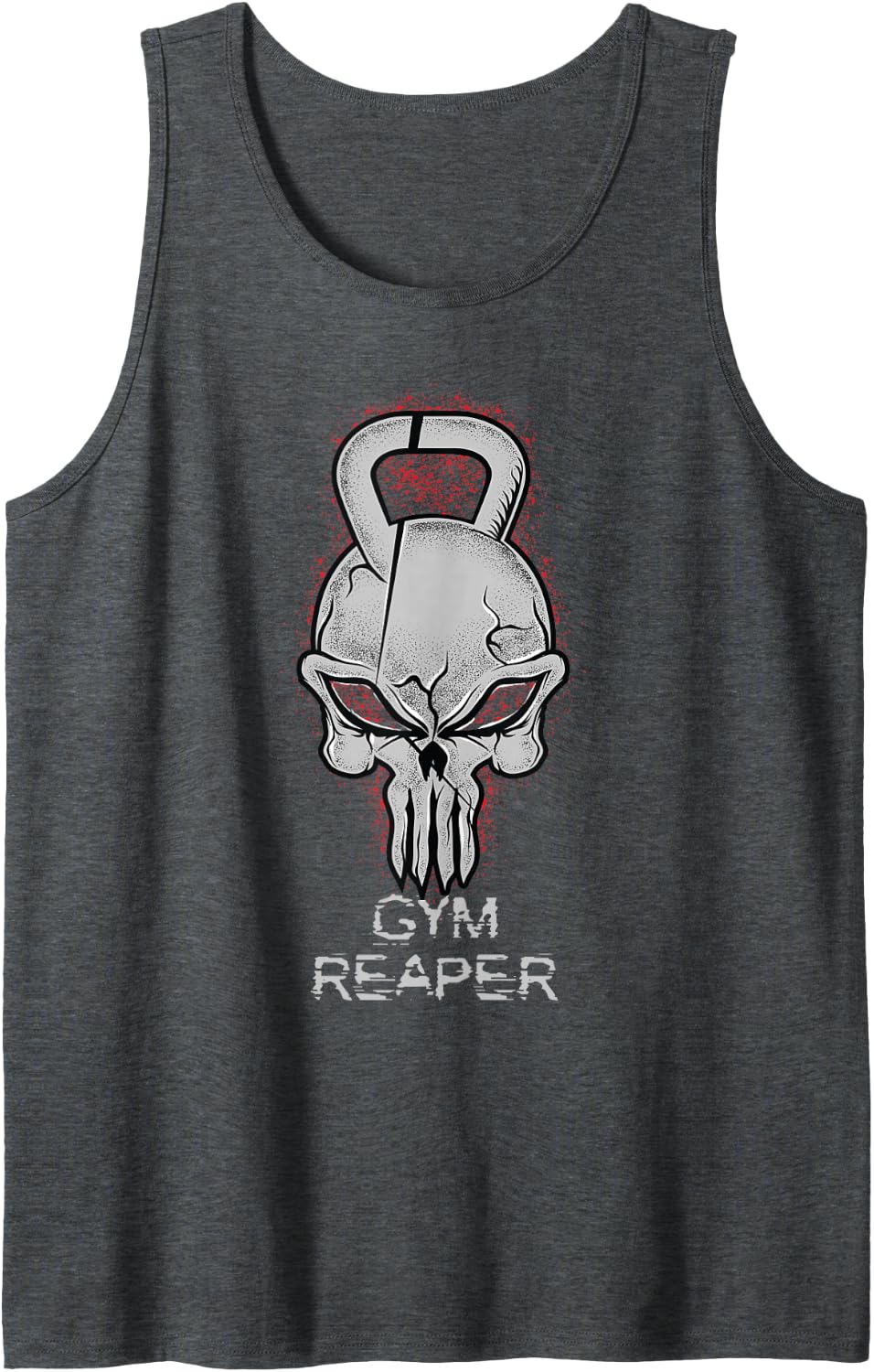 Gym Reaper for Your Workout. Mens Gym Exercise Fitness Tank Top - Dark Heather Grey