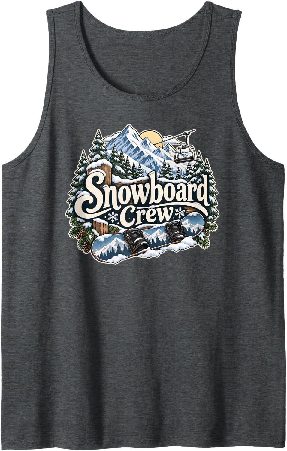 Snowboard Crew Mountain Winter Sports Snowboarding Rider Sleeveless Tank Top - Dark Heather Grey