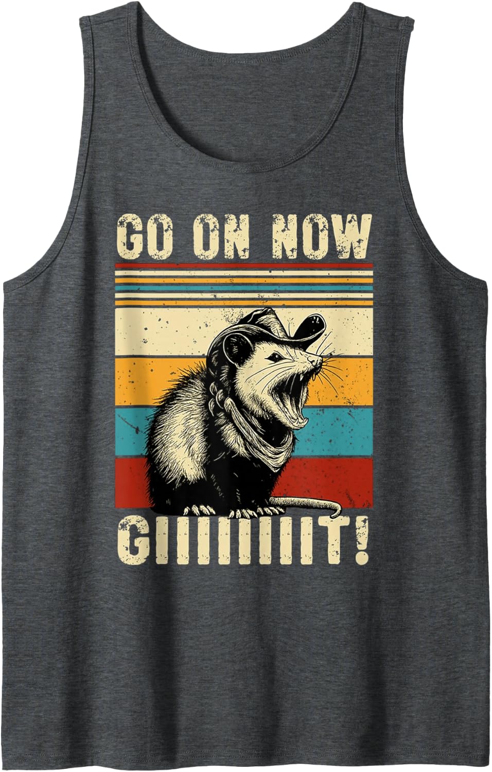 Go On Now Git It Opossum Tank Top - Dark Heather Grey