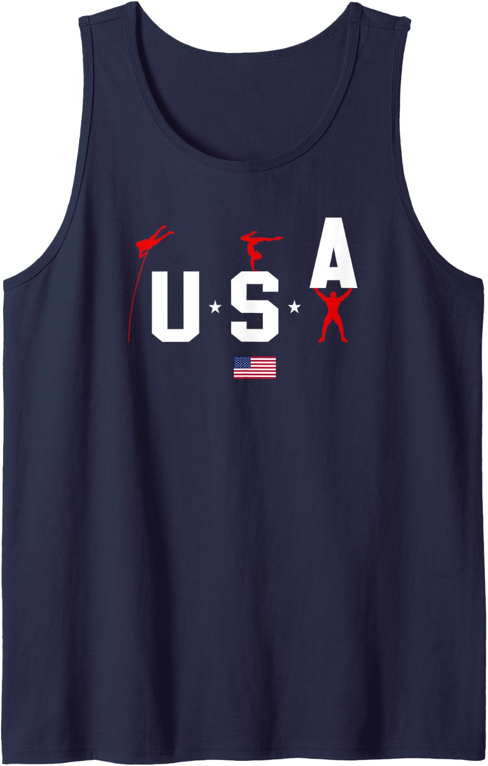 Proud Patriot USA American Flag - Support Top Athletes Tank Top - Navy Blue